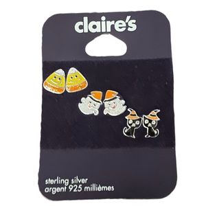 BNWT Claire’s Sterling Silver Halloween Stud Earrings (3 pack pairs of earrings)